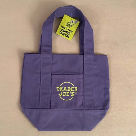 Trader Joe’s Handbags - Trader Joe's Purple Mini Canvas Tote Bag Halloween Trick or Treat
